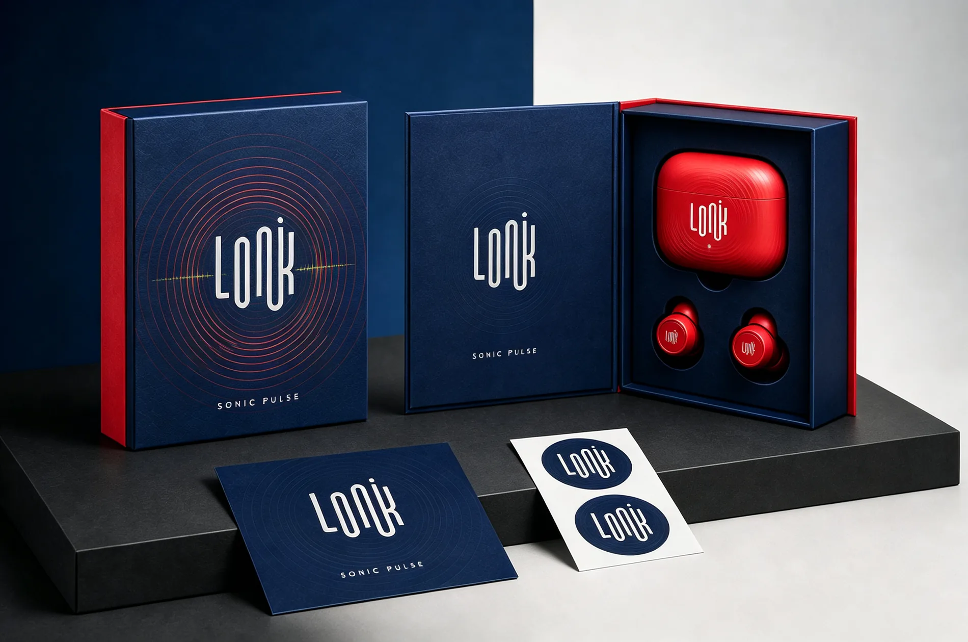 LONK 浪氪：翻盖包装、说明卡与贴纸展示
