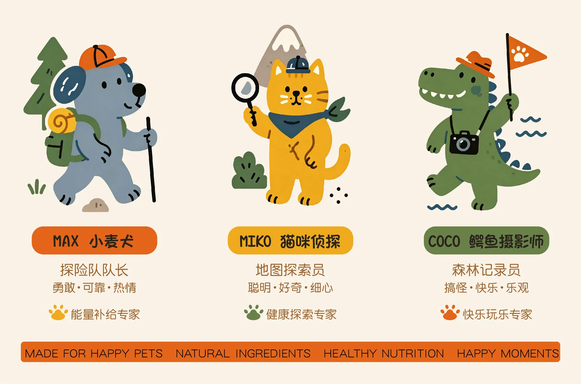 爪爪探险队：MAX、MIKO、COCO 三位角色设定